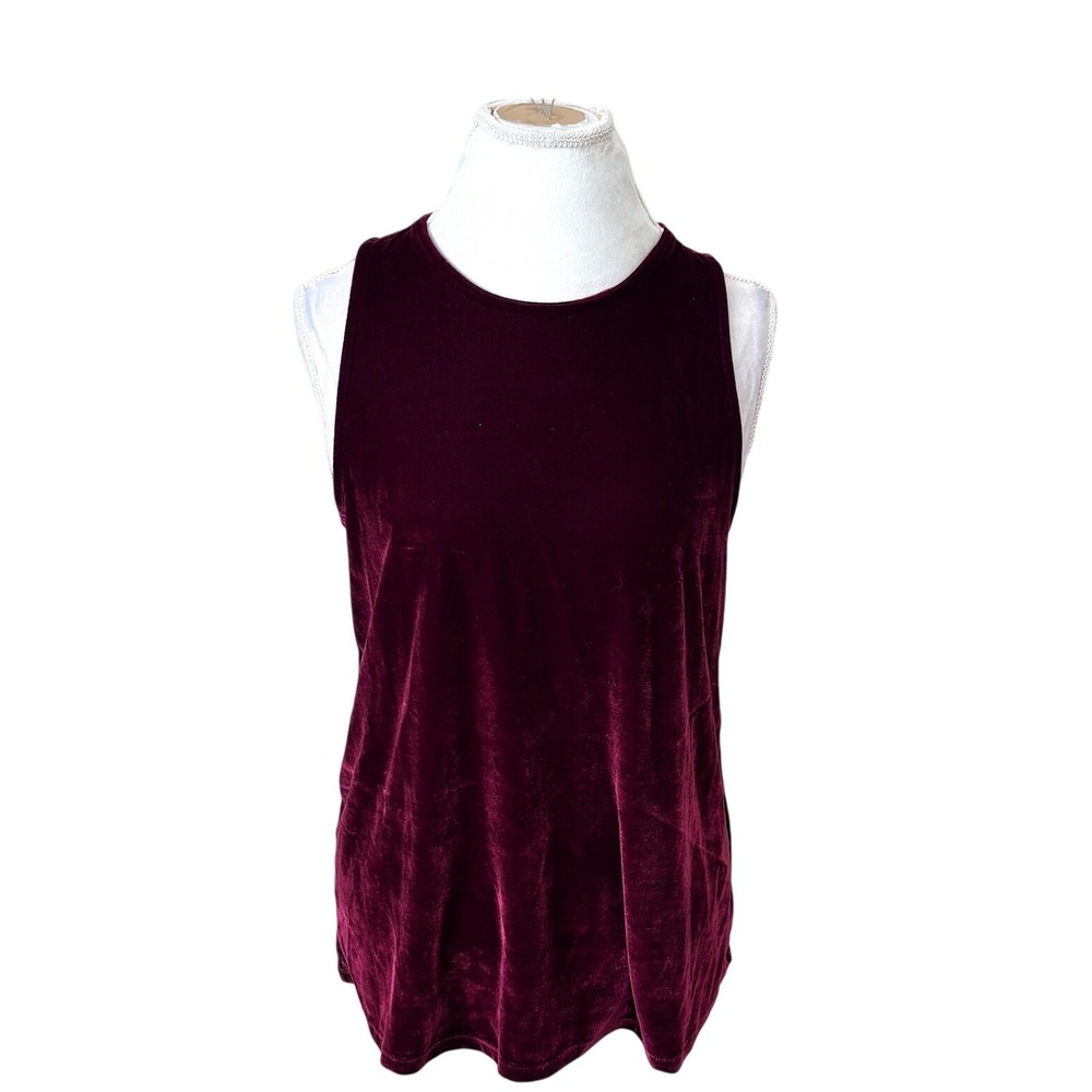 Banana Republic Womens Velvet Top Medium Burgundy Holiday Plush Cutout Timeless